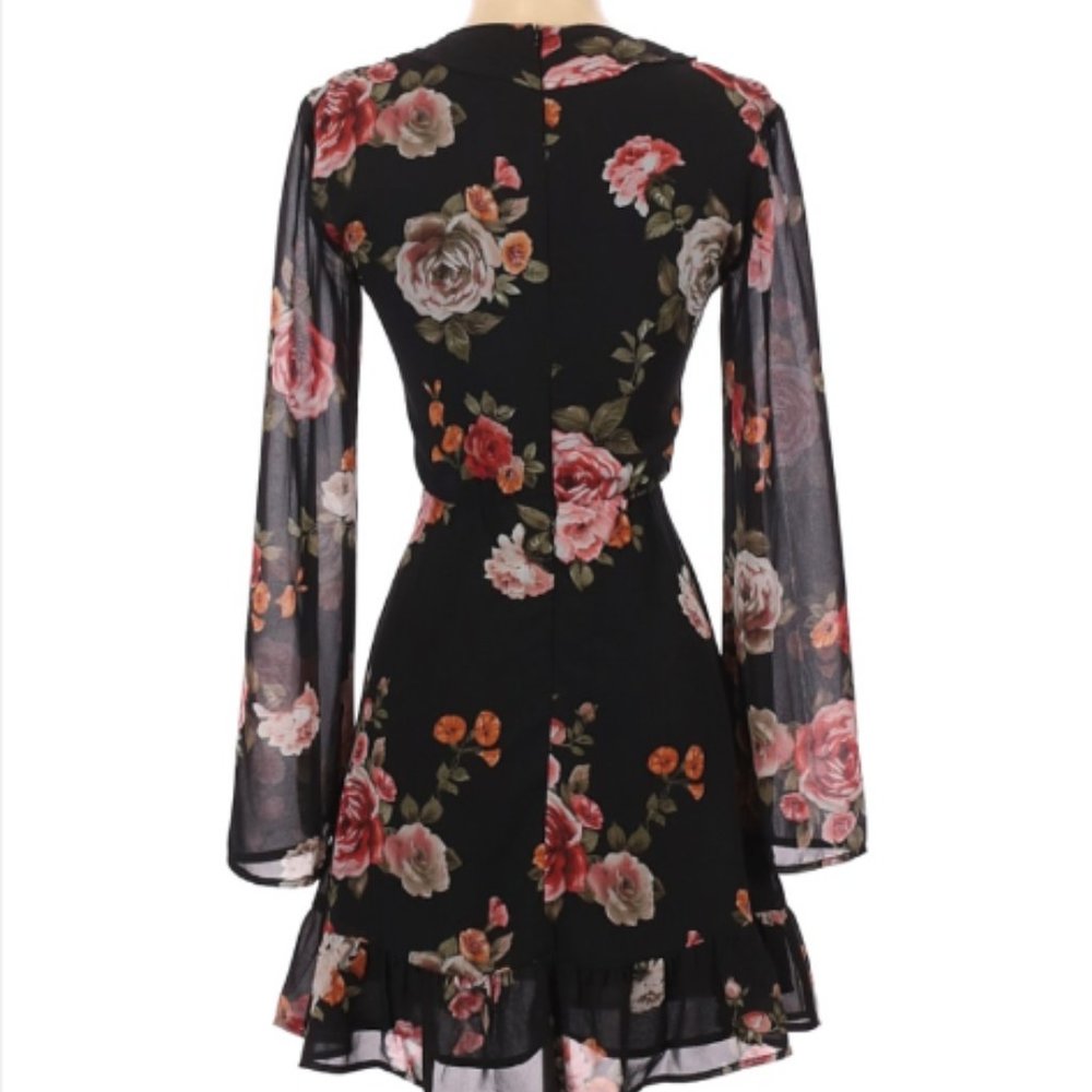 Lulu's Black Long Sleeve Floral Print Dress - Picture 6 of 6